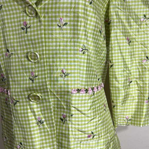 (N4) ABR NEW YORK Women's Two Piece Suit Green, White and Pink Silk  Size 6‎ - Picture 2 of 16